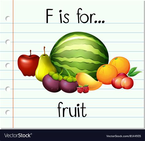 flashcard letter    fruit royalty  vector image