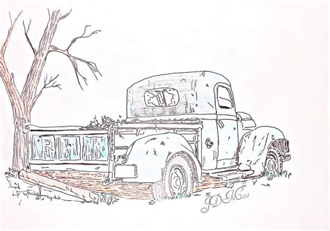 rusty  truck drawing  janet moss fine art america