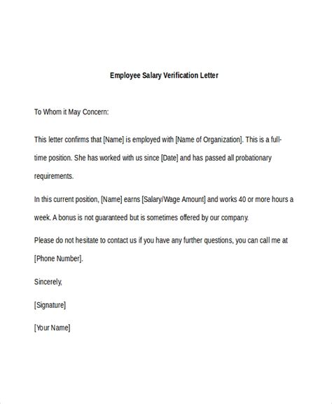sample employee verification letters   ms word