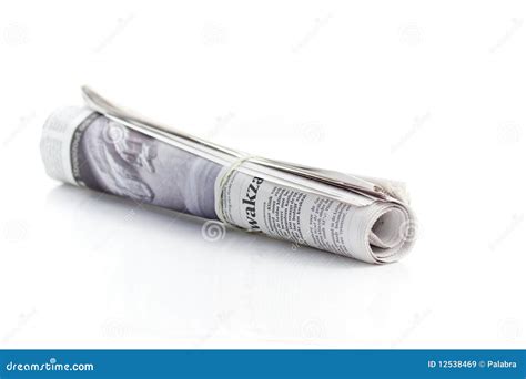 rolled  newspaper stock image image  press topicality