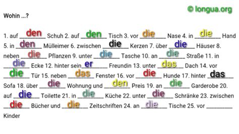 uebungen deutsch lernen wohin wo akkusativ oder dativ