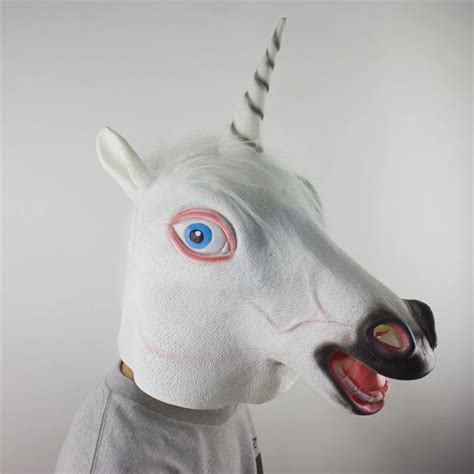 high quality mask creepy unicorn head latex mask halloween costume