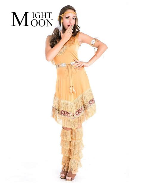 moonight ladies pocahontas native american indian wild west fancy dress