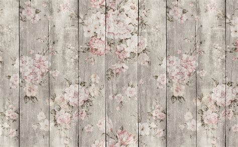vintage boards with flowers wallpaper for walls wood