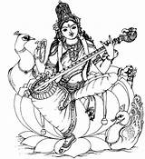 Saraswati Hindu Coloring Goddess India Gods Pages Maa Drawings Indian Gif Outline Hinduism Jai Mygodpictures Bollywood Durga Adult Coloriage Adults sketch template