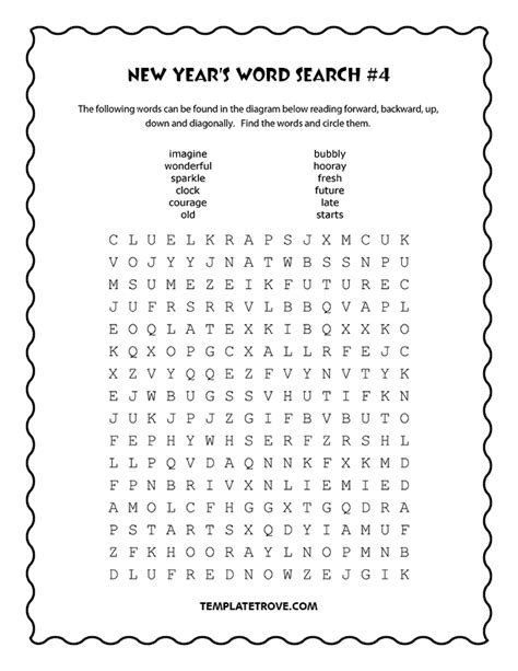 printable  years word search puzzles
