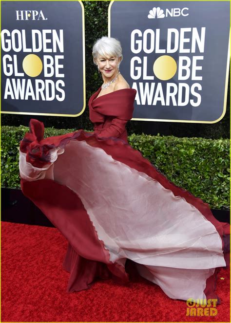 Helen Mirren Shines In A Ruby Red Dior Dress For Golden