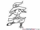 Printable Coloring Halloween Sheets Broom Witch Sheet Title sketch template