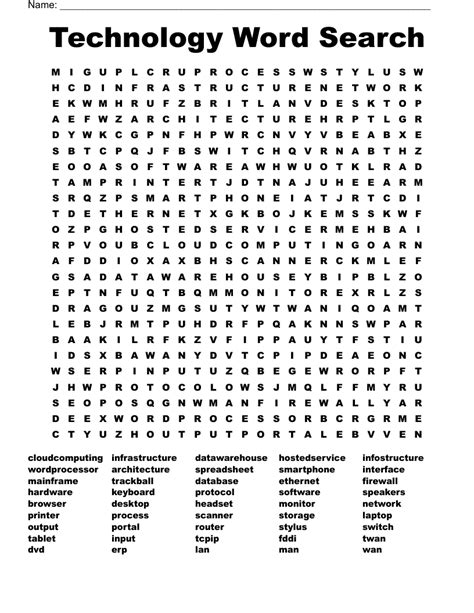 technology word search printable
