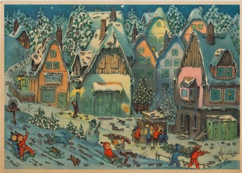 vintage german advent calendar village scene     ebay german advent