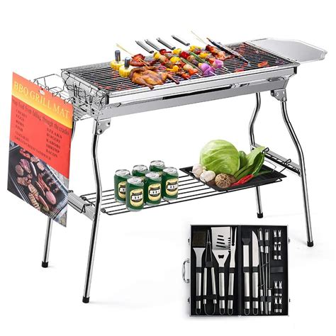 glotoch express portable stainless steel charcoal barbecue grill  summer products