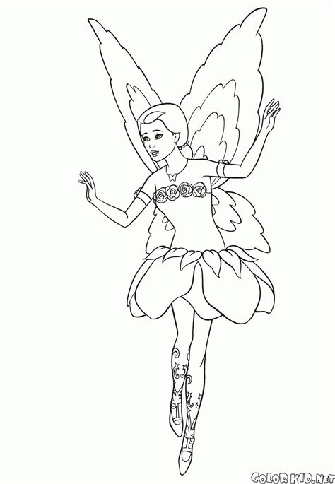 coloring page fairy barbie