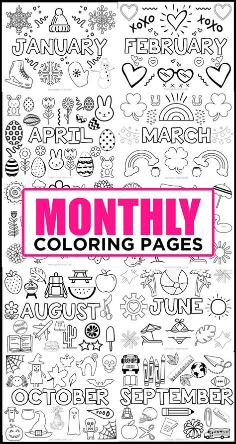 image  coloring pages   words months  month written