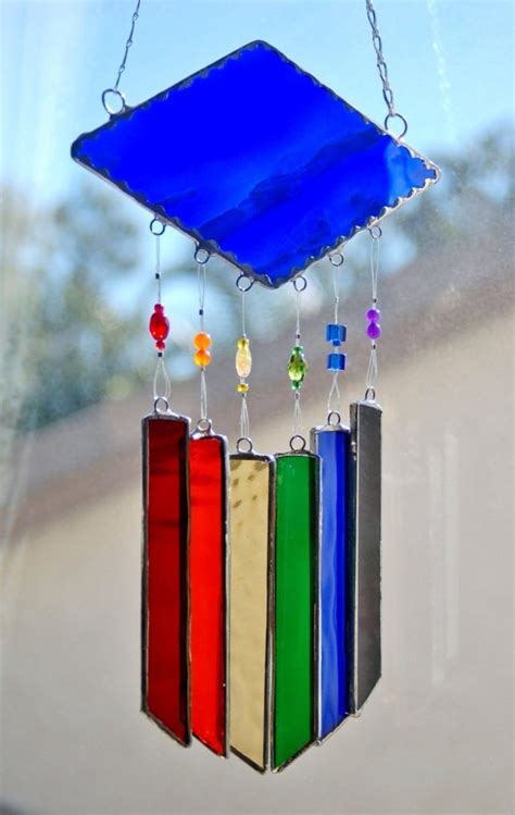 Rainbow Wind Chimes Choice Of Colors Stained Glass And Pretty Etsy