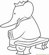 Babar Sitting Coloringpages101 sketch template