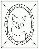 Glass Patterns Cat Stained Coloring Pattern Mosaic Window Template Stain Cats Designs Printable Fused Windows Easy Pages Siamese Quilt Comments sketch template