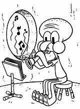 Coloring Clarinet Squidward Pages Practicing sketch template
