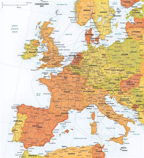 vector map western europe roads ferries  stop map