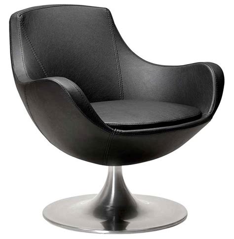 fauteuil lounge design komfort pivotant en simili cuir noir pied metal brosse de salon ou bureau