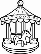 Carousel Coloring Pages Round Merry Go Drawing Para Colorear Cute Feria Epic Sheet Carrusel Lighted Color Sheets Carnival Kids Printable sketch template