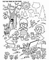 Picnic Pages Coloring Park Activity Colouring Sheet Kids Printable Counting Color Drawing Sheets Activities Family Number Objects Fun Honkingdonkey Together sketch template