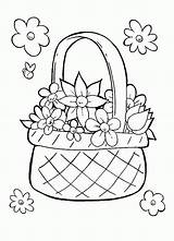 Basket Coloring Flowers Pages Perfect Flower Kids Color Print Popular Library Clipart Utilising Button Book sketch template