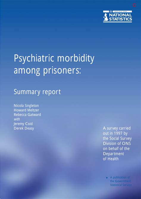 Pdf Psychiatric Morbidity Among Prisoners Summary Report