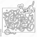 Maze Coloring Labyrinth Pages Road Outline Preschool Puzzle Children Cat Game Yarn Cartoon Jeep Tangled Kids Ball Education Mazes Trip sketch template