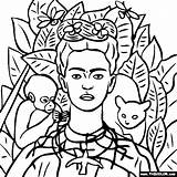 Frida Kahlo Portrait Self Coloring Para Colorear Thecolor Imagen Pages Con sketch template
