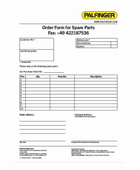 special order form template awesome sample parts order form  examples