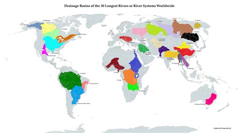 drainage basins   worlds longest rivers vivid maps