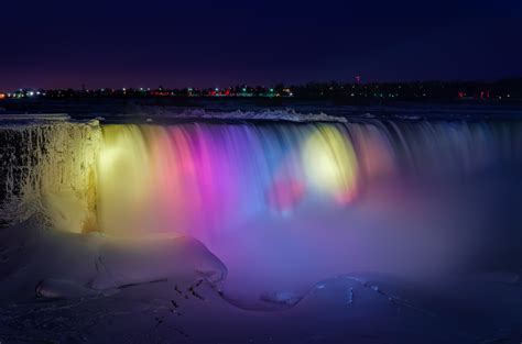 Niagara Falls At Night And Almost Frozen Another Angle