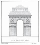Gate India Delhi Sketch Colouring Pages Template Coloring Paintingvalley Sketches sketch template