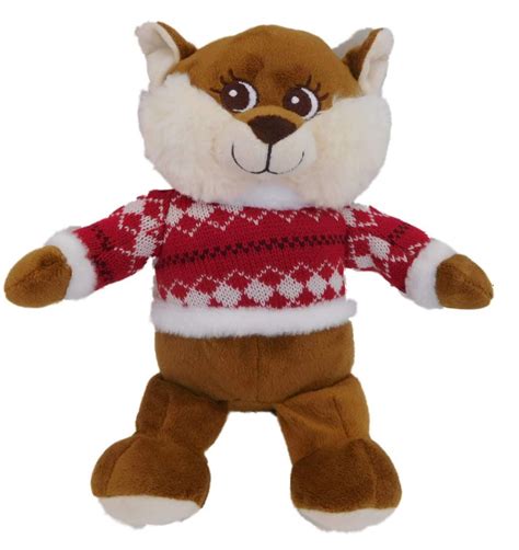dee plush foxy fox stuffed animal  red sweater  holiday pal
