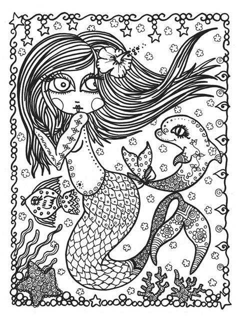 pin  mermaid coloring pages  adults