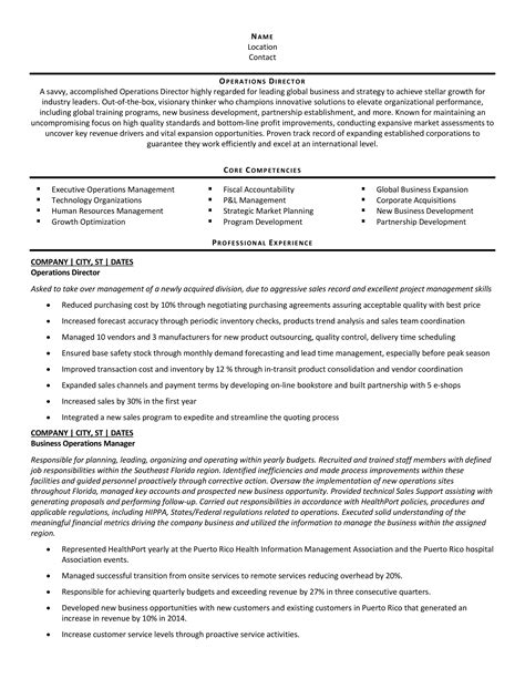 operations director resume  guide  resume examples