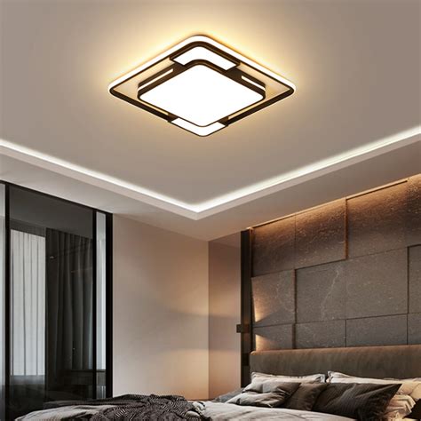 modern led ceiling light  remote black dimmable lamp square rectangle lighting  living