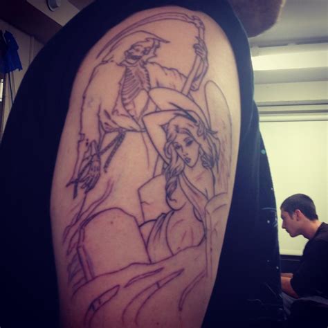 Outline For My Angel And Reaper Half Sleeve By Jon Moniz At Broad