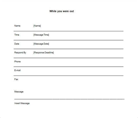 phone message templates  word excel  formats