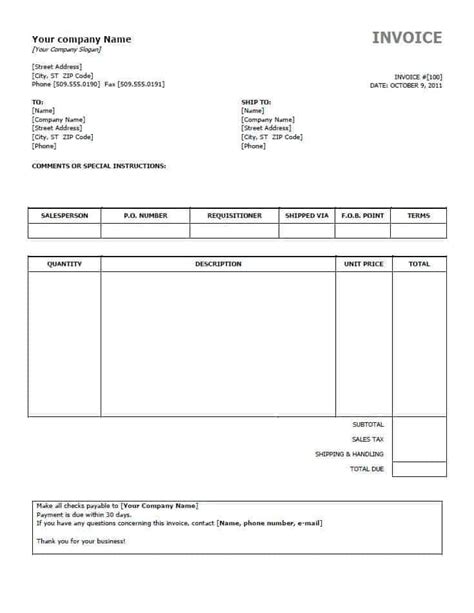 9 Invoice Templates Word Excel Pdf Formats