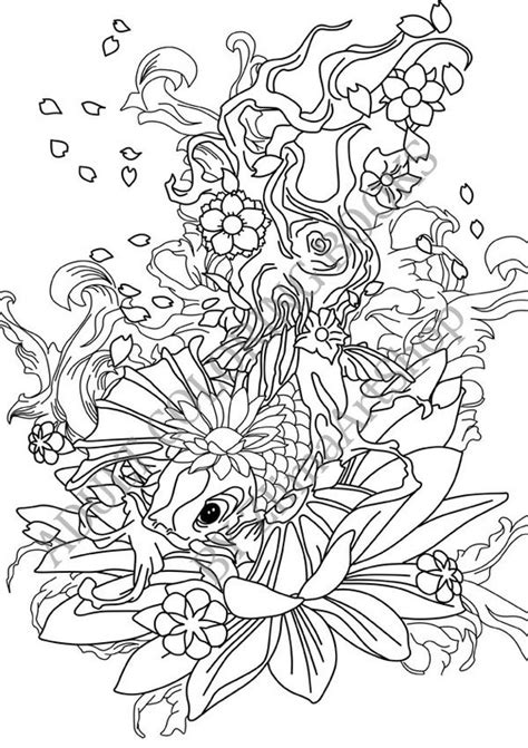 koi fishes adult coloring book printable adult coloring book