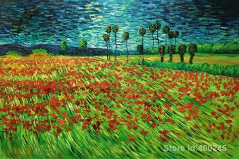 landscape paintings  vincent van gogh field  poppies wall art hand
