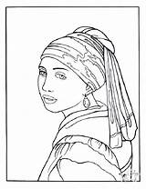Vermeer Coloring Woman Pearl Pages Kids Color Young Johannes Print sketch template