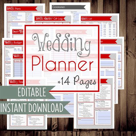 wedding planner printable  unique  wedding planner diy wedding