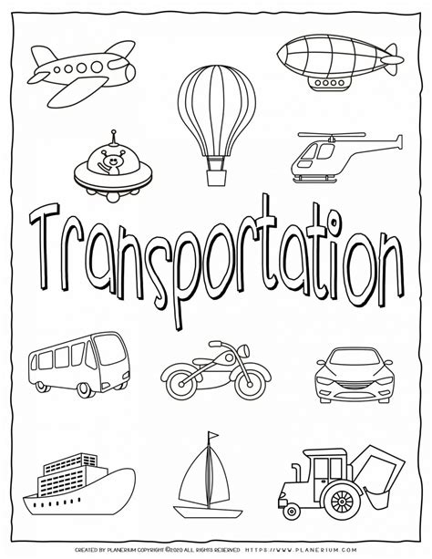 transportation coloring page planerium
