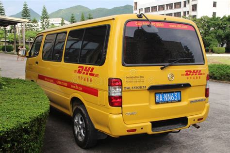 dhl delivery car editorial photography image  delivery
