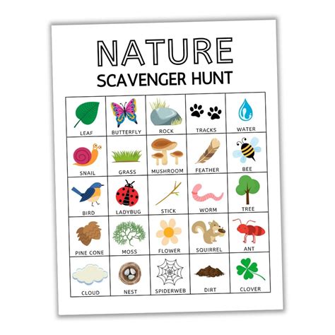 printable nature scavenger hunt  kids  craft  home family