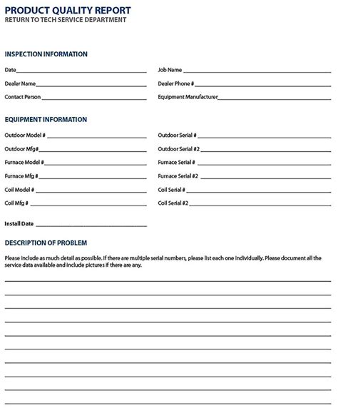 sample quality report template report template templates report