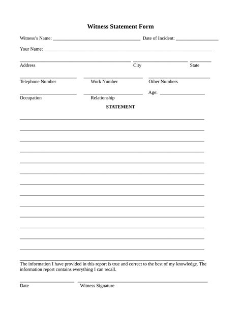 employee witness statement forms  word   word