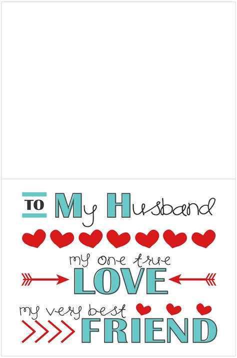 printable valentine cards  husband     printablee